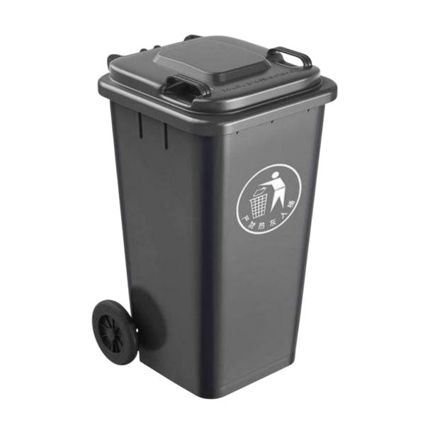 240L Dust Bin/Waste Bin 2 Wheels w Stepper – Black