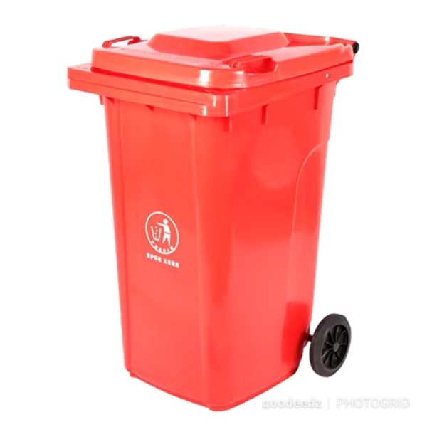 240L Dust Bin/Waste Bin 2 Wheels – Red