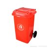 Outdoor 100L Plastic Waste Bin with 2 Wheels – Red