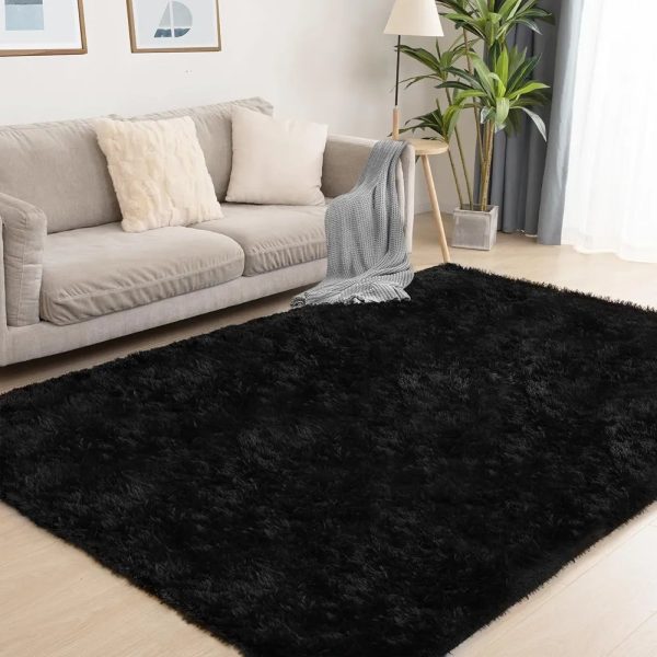 Large fluffy Center Carpet 200x250cm – Black