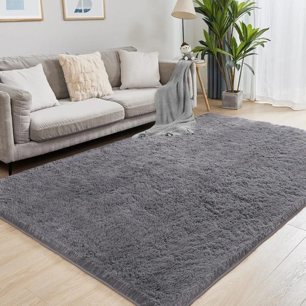 Large fluffy Center Carpet 200x250cm – Gray