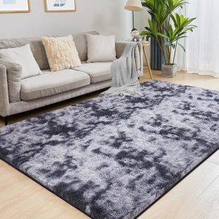 Large fluffy Center Carpet 200x250cm – Dark Grey
