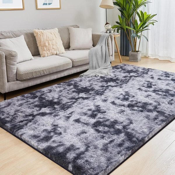 Large fluffy Center Carpet 200x250cm – Dark Grey
