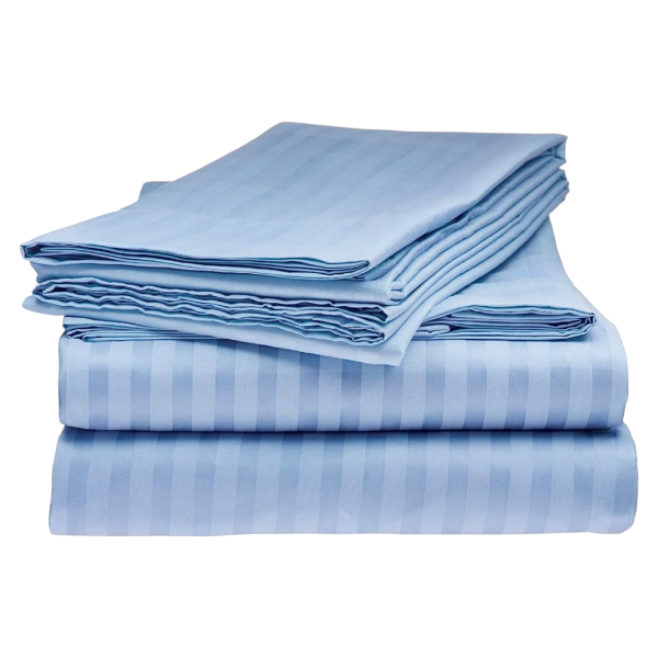 4pc Egyptian Striped Bedsheets 5by6 & 6by6 2 Pillowcases 2 Bedsheets – Light Blue